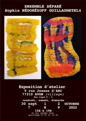 affiche Ensemble Séparé, Sophie Nédorézoff/guillaumetel4- expo atelier 2022 / Avon-Fontainebleau